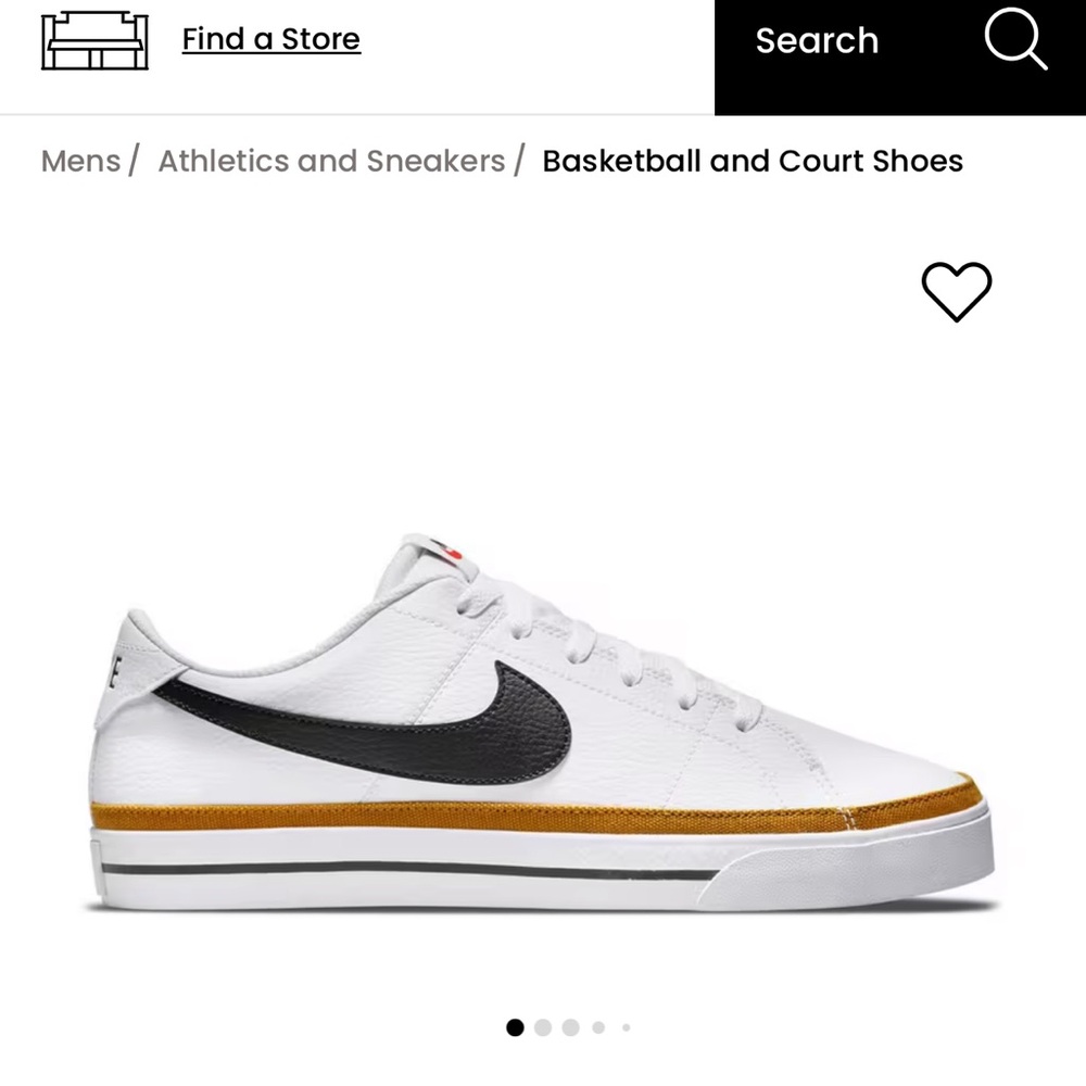 Nike Court Legacy MENS White and Black Sneakers with Gold Accent 11M